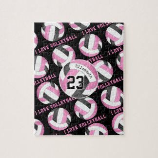 Puzzle chicas me encanta el voleibol rosa negro personali