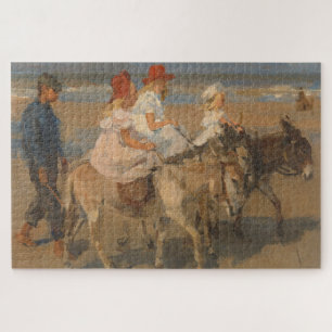 Puzzle Chicas montando burros en la playa