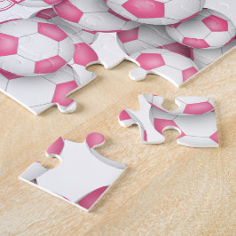 Puzzle chicas nombre personalizado de fútbol rosa