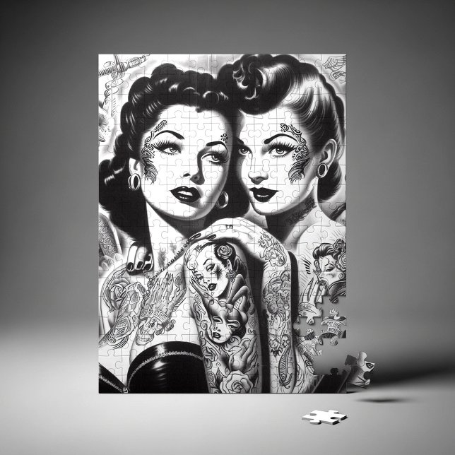 Puzzle Chicas Pin-up Tatuadas Vintage (Subido por el creador)