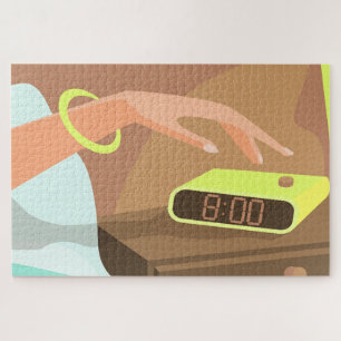 Puzzle Chicas presionando con la mano el botón de sondeo 