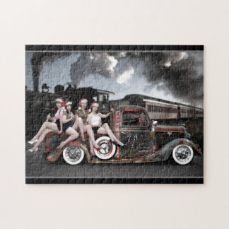 Puzzle Chicas Roackabilly Hot Rod Santa Pin Up