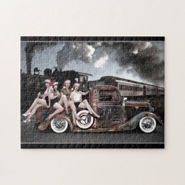 Puzzle Chicas Roackabilly Hot Rod Santa Pin Up (Horizontal)