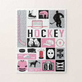 Puzzle Chicas rosados Elementos de hockey Jugador de palo