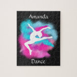 Puzzle Chicas Salto de baile bomba de color azul rosa con<br><div class="desc">La bomba de color rosa y azul del salto de danza con su nombre</div>