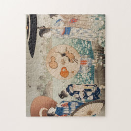 Puzzle Chicas ukiyo-e con gueishas de arte con paraguas