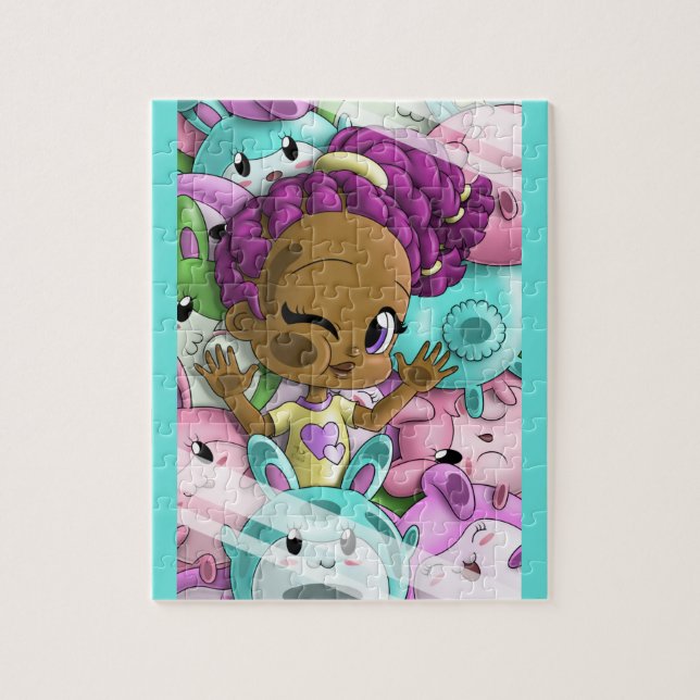 Puzzle Chicas y conejitos afroamericanos (Vertical)