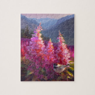 Puzzle Chickadee en Wildflowers de Alaska con las