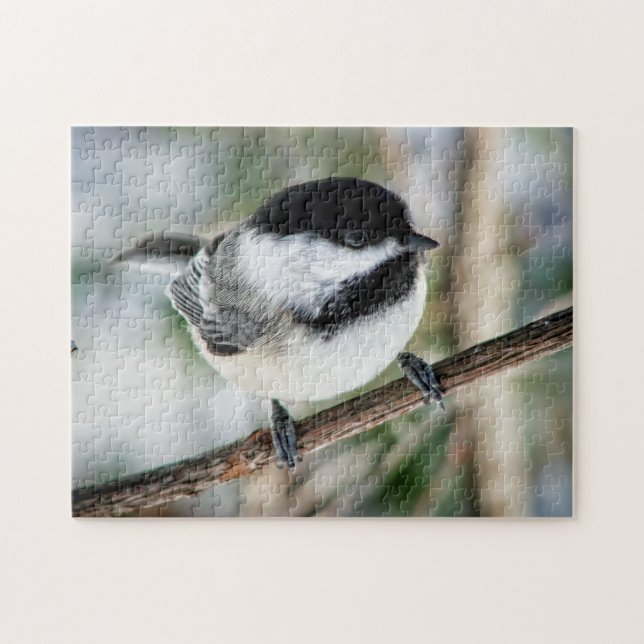 Puzzle Chickadee lindo en invierno (Horizontal)