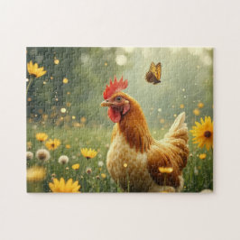 Puzzle chicken and the butterfly