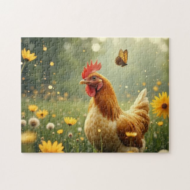 Puzzle chicken and the butterfly (Horizontal)
