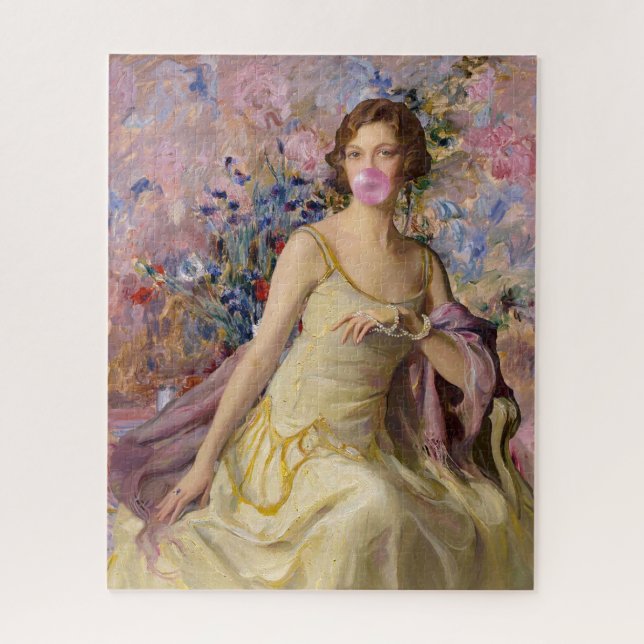 Puzzle Chicle rosa burbuja Ailsa Villard Flores (Vertical)