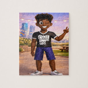 Puzzle Chico genial de dibujos animados en 3D haciendo un