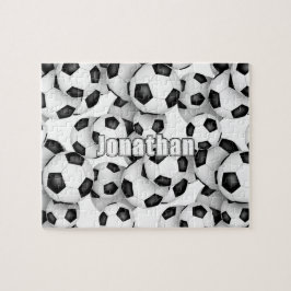 Puzzle chicos chicas balones de fútbol patrón personaliza