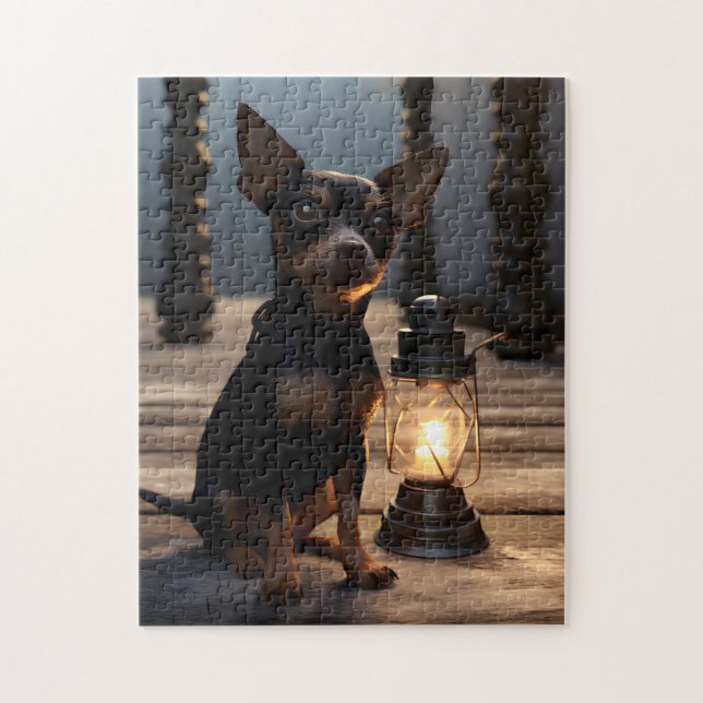 Puzzle Chihuahua Beside Lanturn (Vertical)