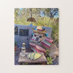 Puzzle Chihuahua con sombrero en tacos de comer