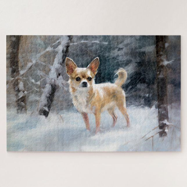 Puzzle Chihuahua deja que nieve Navidades (Horizontal)