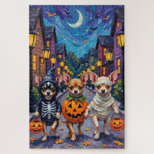 Puzzle Chihuahua pidiendo dulces con disfraces de Hallowe