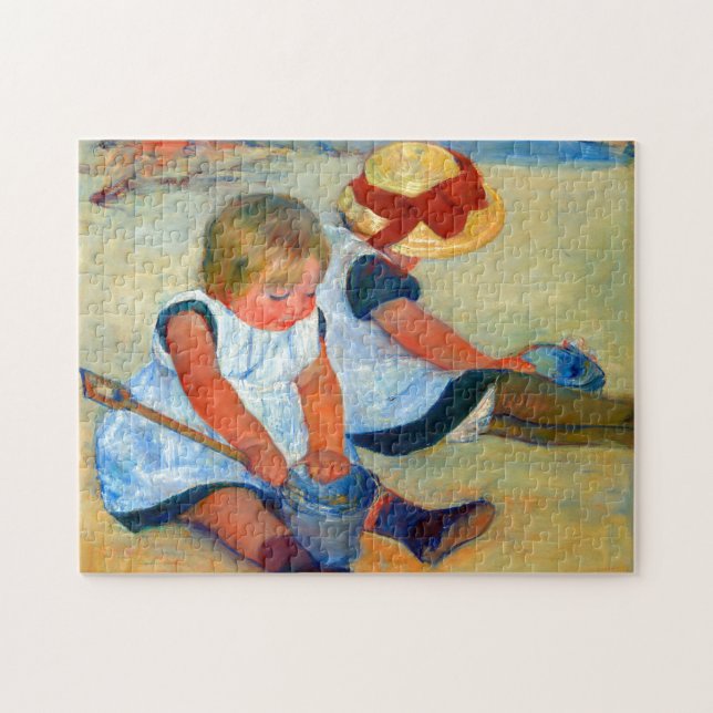 Puzzle Children Playing on the Beach by Mary Cassatt  (Horizontal)