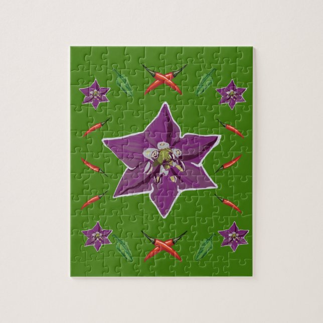 Puzzle Chili Peppers & Blossom (Vertical)