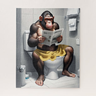 Puzzle Chimpancé Gracioso Sobre Un Baño