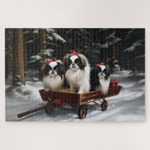 Puzzle Chin Japonés Nieve Trineo Decoración Navidad