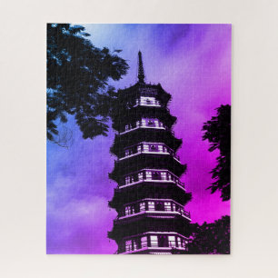 Puzzle China Antigua Cantón la pagoda florida