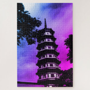 Puzzle China Antigua Cantón la pagoda florida