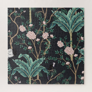 Puzzle Chinoiserie Aves exóticas: Pared de plátanos de ép