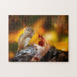 Puzzle Chipmunk Autumn Obteniendo Comida Para El Largo In