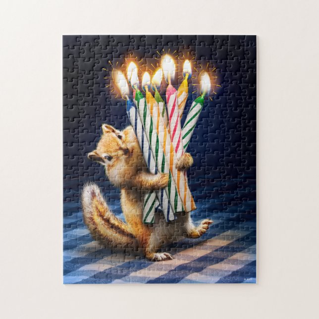 Puzzle Chipmunk Birthday Candles (Vertical)