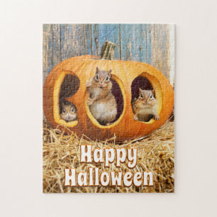 Puzzle Chipmunks dentro de Boo Jack-o Lantern