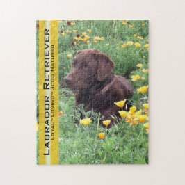 Puzzle Chocolate Lab en California Poppy Patch
