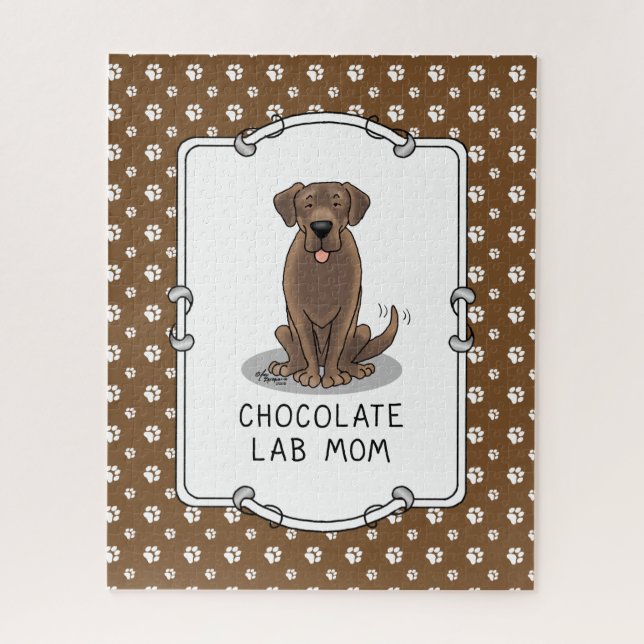 Puzzle Chocolate Lab Mom (Labrador Retriever Mom) Cute (Vertical)