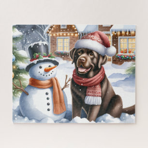 Puzzle Chocolate Labrador Recuperador Perro Snowman Puppy