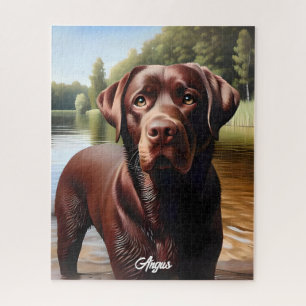 Puzzle Chocolate Labrador y Lago