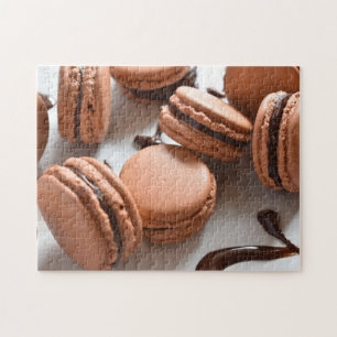 Puzzle Chocolate Macaron Cookies French Pastry Food