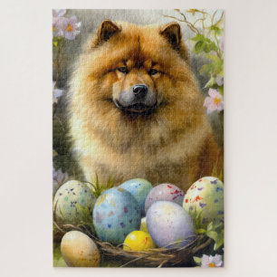 Puzzle Chow Chow con festividad de huevos de Pascua