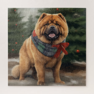 Puzzle Chow Chow Dog en Navidades de nieve