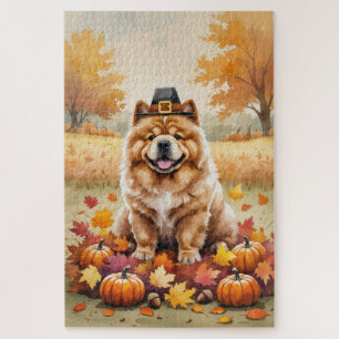 Puzzle Chow Chow en hojas de otoño Arte de Acción de Grac
