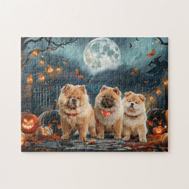 Puzzle Chow Chow Halloween Espeluznante (Horizontal)