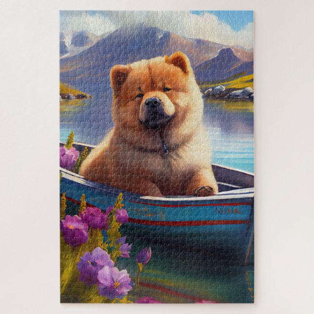 Puzzle Chow Chow sobre un remo: Una aventura panorámica (Vertical)