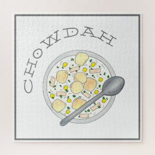 Puzzle Chowdah Boston New England Clam Chowder Soup Bowl