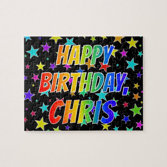 Puzzle "CHRIS" Nombre, Diversión "FELIZ CUMPLEAÑOS" (Horizontal)
