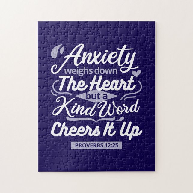 Puzzle Christian Encouragement Quote – Anxiety & Kindness (Vertical)