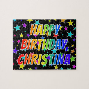 Puzzle "CHRISTINA" Nombre, Diversión "FELIZ CUMPLEAÑOS"