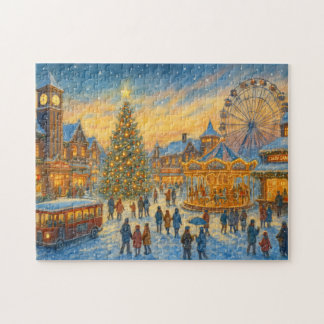 Puzzle Christmas Carnival Town Winter Village