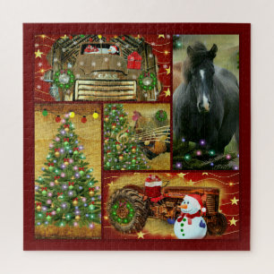 Puzzle Christmas Collage Frosty Horse GMC Truck Tractor
