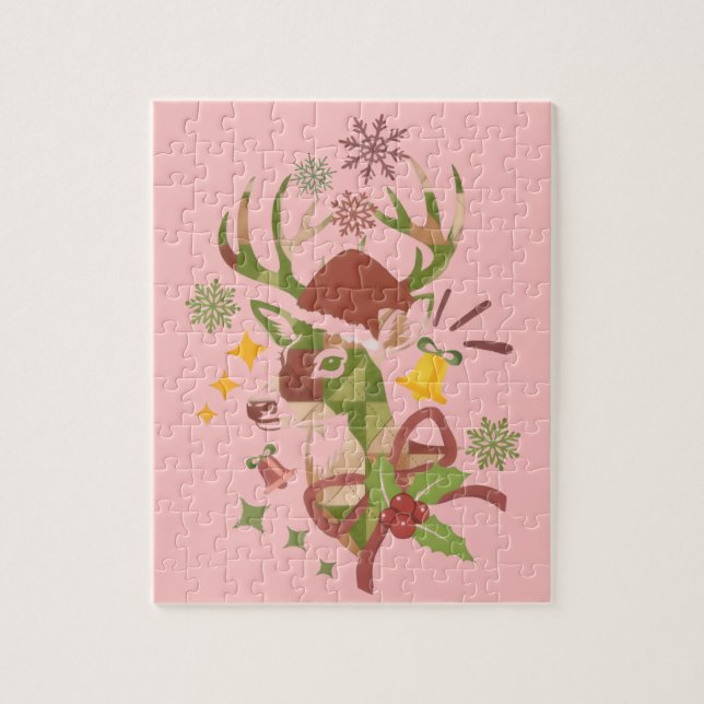 Puzzle Christmas Colorful Deer Design (Vertical)