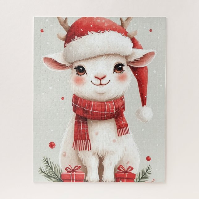 Puzzle Christmas Farm Animal Cute Goat  (Vertical)